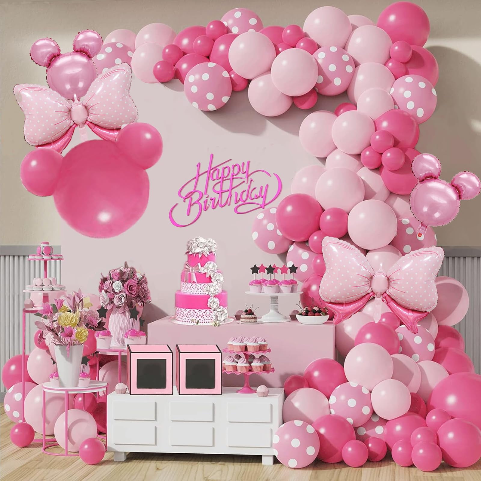 Pink Confetti CHCN 100 Pieces 2inch Mouse Minnie Head Confetti Boy Or Girl Baby  Shower Mickey Mouse Confetti Minnie Mouse First Birthday Gender Reveal Baby  Shower Decorations Table Decor (Pink Gold Blue, image size:1600x1600