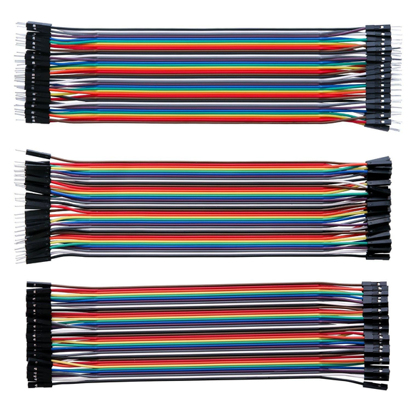 120 PCS Multicolored Dupont Wire Kit, M-F M-M F-F Breadboard Jumper Cables, 40pin Each for Electronic DIY Projects