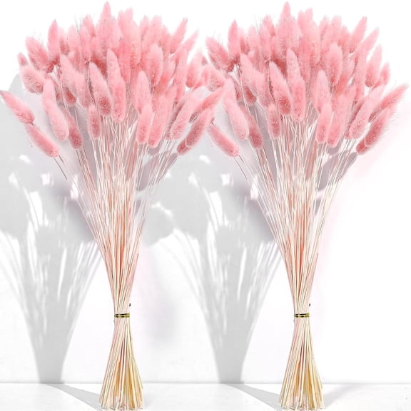 120 PCS Pink Dried Pampas Grass Decor, 17-inch Pompas Floral, Dry Flowers for Decoration, Pampas Grass in Bulk Tall, Pink Bunny Tails Dried Flowers for Boho Wedding Decor