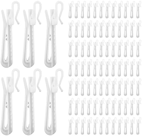 120 PCS Plastic Curtain Hooks Adjustable Pinch Pleat Curtain Clips ...