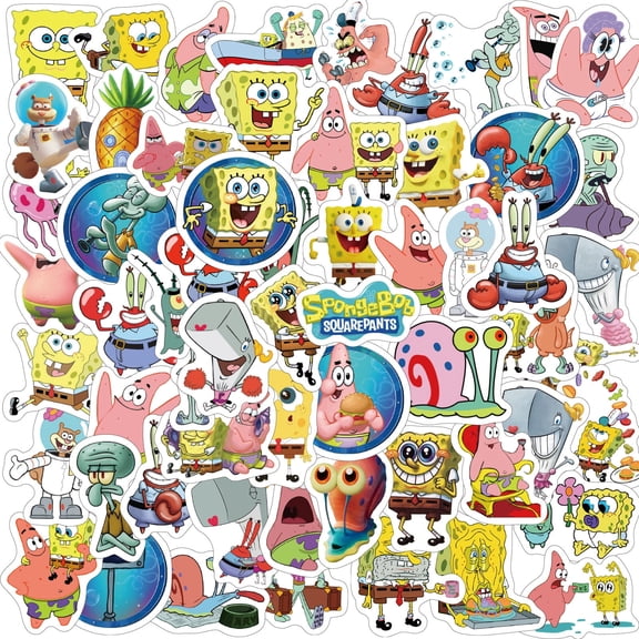 120 PCS For SpongeBob Movie For SquarePants Sticker Pack for Teens,Waterproof Vinyl Decals for Water Bottles, Laptops, Skateboards, Suitcases,Holiday Party Gift for Girls and Boys