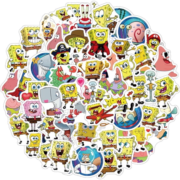 120 PCS For Spongebob Cartoon Themed Stickers, Cute Vinyl Waterproof Stickers, for Teen Suitable for Water Bottles,Laptop, Phone, Guitar, Skateboard, Travel Case, Notebook