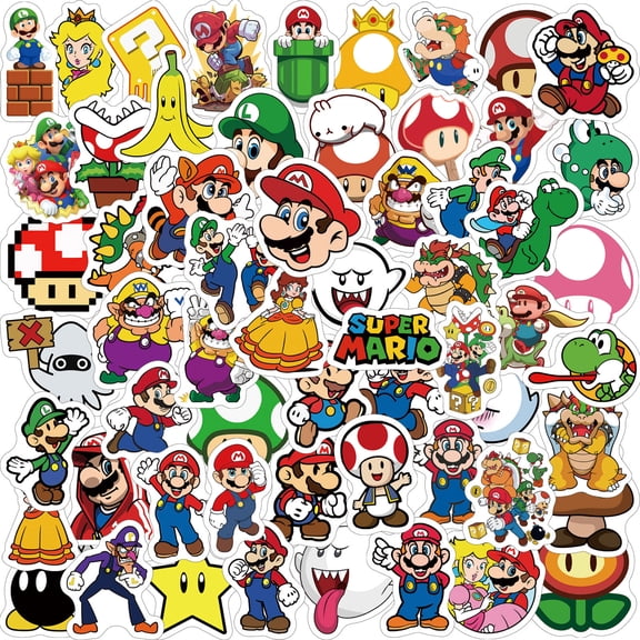 120 PCS For Super Bros Games Themed Stickers, Cute Vinyl Waterproof Stickers, for Teen Mario Suitable for Water Bottles,Laptop, Phone, Guitar, Skateboard, Travel Case, Notebook
