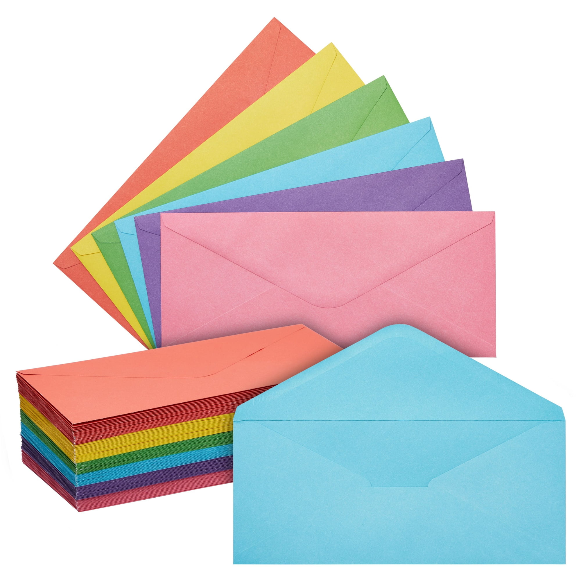Walmart 120-Pack #10 Large Statement Business Mailing Envelopes, Assorted Colors, Gummed V-Flap Seal (4.125 x 9.5 in)