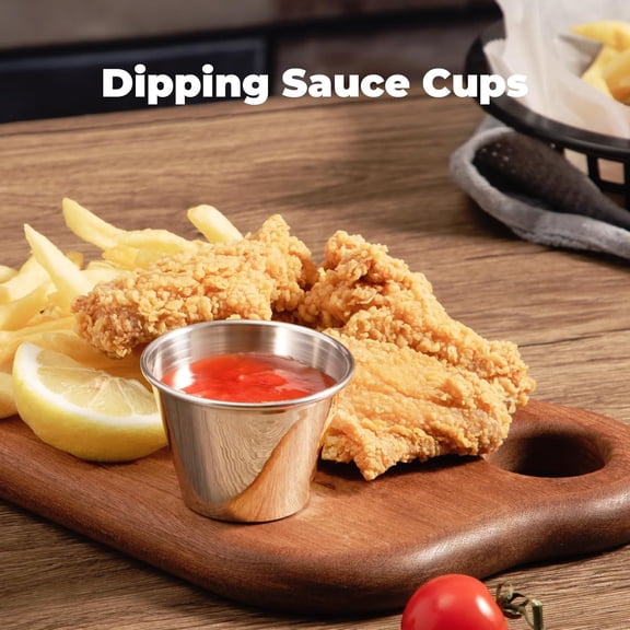120 Pack 2.5 oz Stainless Steel Dipping Sauce Cups, Reusable Metal Ramekins, Commercial Grade Condiment Bowls