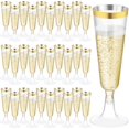 thumbnail image 1 of 120 Pack 5 Ounces Plastic Champagne Flutes Disposable Plastic Champagne Glasses for Parties Clear Toasting Flutes Cocktail Cups for Wedding, Anniversary, Birthday (Gold), 1 of 7