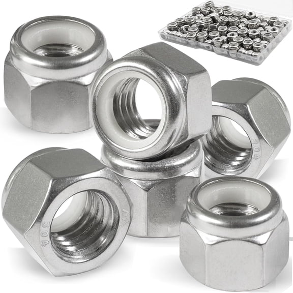 120 Pack 8#32 Nylon Insert Lock Nuts,304 (A2-70) Stainless Steel Locknuts,Standard Inch Thread Nylock Nuts for Bolts