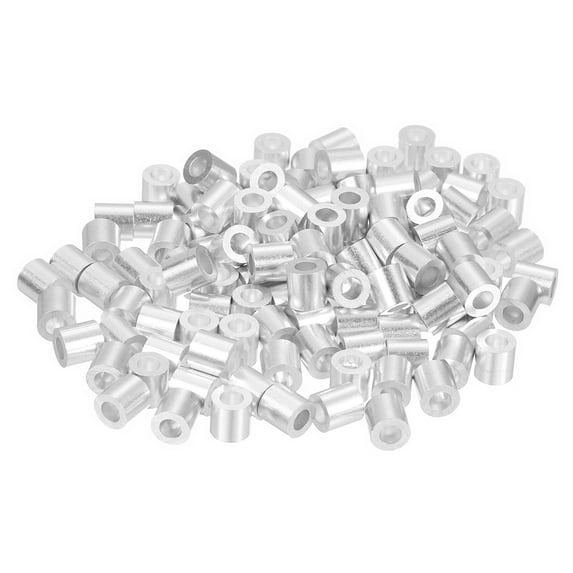 120 Pack Aluminum Crimping Loop Sleeve for 1/8" Diameter Wire Rope, Round Aluminum Wire Rope Sleeve