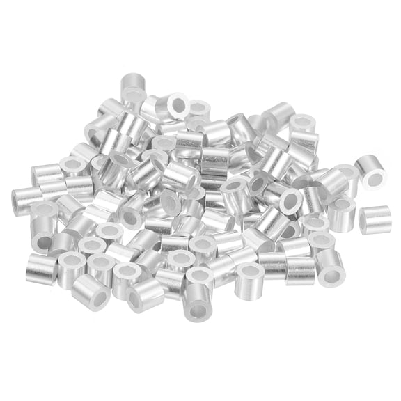 120 Pack Aluminum Crimping Loop Sleeve for 3/32" Diameter Wire Rope, Round Aluminum Wire Rope Sleeve