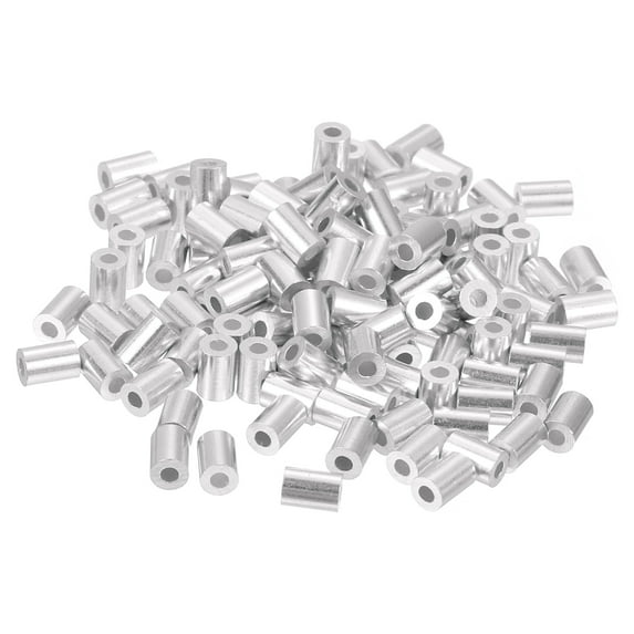 120 Pack Aluminum Crimping Loop Sleeve for 3/64" Diameter Wire Rope, Round Aluminum Wire Rope Sleeve