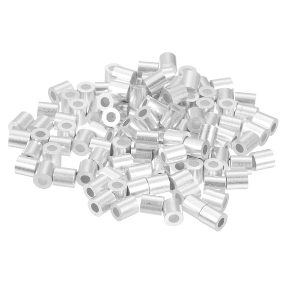120 Pack Aluminum Crimping Loop Sleeve for 5/64" Diameter Wire Rope, Round Aluminum Wire Rope Sleeve