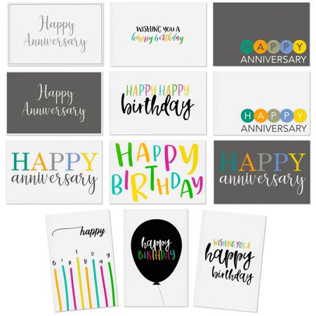 Best Paper Greetings Birthday & Anniversary Cards Assortment Box - Bulk Assortment w/Envelopes - Birthday Cards - Happy Anniversary Greetings - 4 x 6 in, Pack of 120, 12 Designs