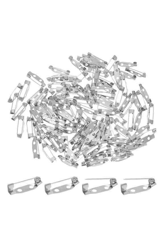 120-Pack Bar Pins, 0.6 Inch Brooch Pin Backs Safety Clasp for Badges/Name Tags/Corsage/DIY Crafting Sewing Fabric[15mm, Silver White]