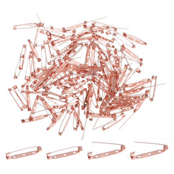 120-Pack Bar Pins, 1.4 Inch Brooch Pin Backs Safety Clasp for Badges/Name Tags/Corsage/DIY Crafting Sewing Fabric[35mm, Rose Golden]