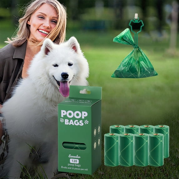 120-Pack Biodegradable Dog Waste Bags - Extra Thick Pet Cleanup Kit, Poop Bags, 9x13 Inch Leak-Proof Cornstarch Material, for Dog Walking/Litter Box, Eco-Friendly Disposal System, Green
