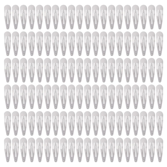 120 Pack Bulk Solid Plain Blank DIY Craft 5cm/2" Silver Metal Snap Hair Clips with Hole Hair Barrettes for Women Girls Baby Toddlers Kids Teens Hair Accessories