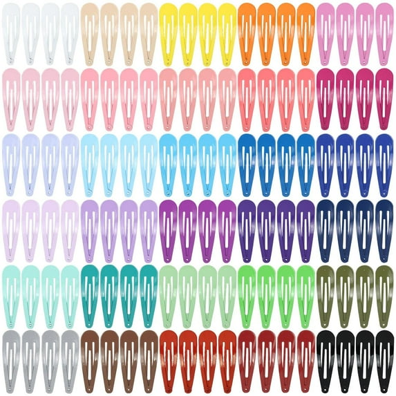 120 Pack Bulk Solid Plain Blank DIY Craft 5cm/2" Silver Metal Snap Hair Clips with Hole Hair Barrettes for Women Girls Baby Toddlers Kids Teens Hair Accessories
