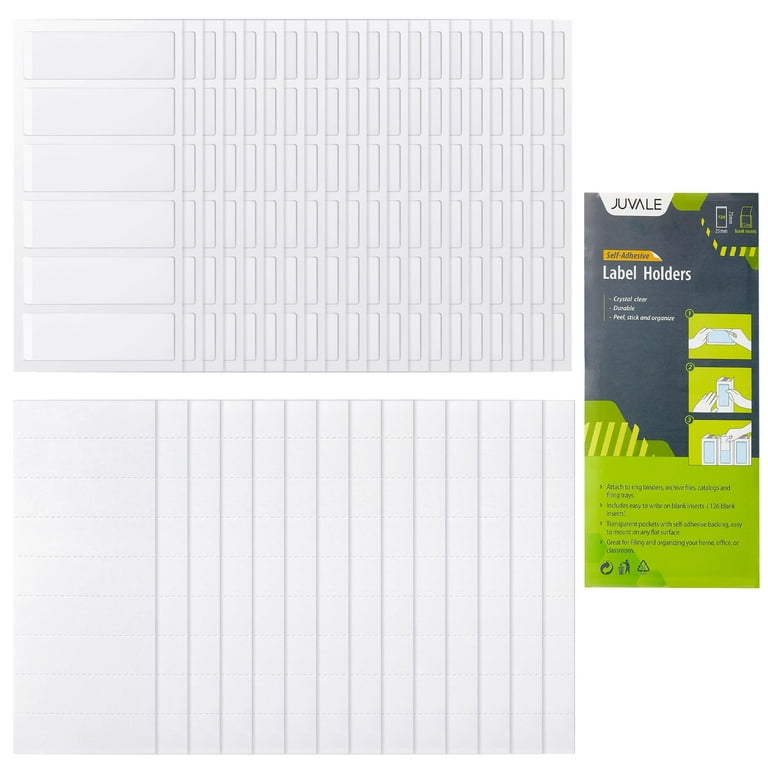 120 Pack Clear 3-Ring Binder Spine Label Holder Stickers with 126 Blank  White Inserts, Self-Adhesive Pocket Sleeves for Small Business, Office  Supplies (1x3 In) 