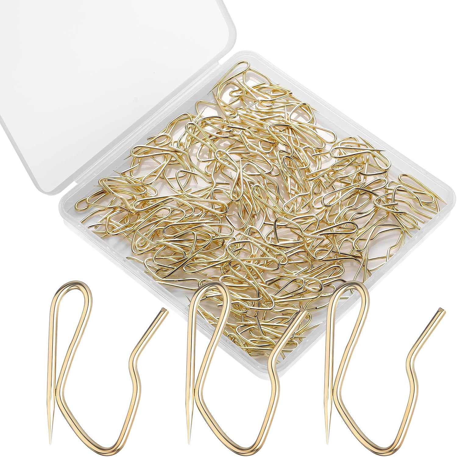 Pin Drapes 120 Pack Drapery Hooks Pins for Curtains, Metal Curtain Hooks Pins for ...