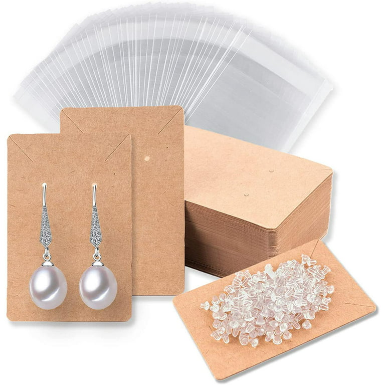 120 Pack Earring Cards with Bags for Jewelry Packaging Ear Studs