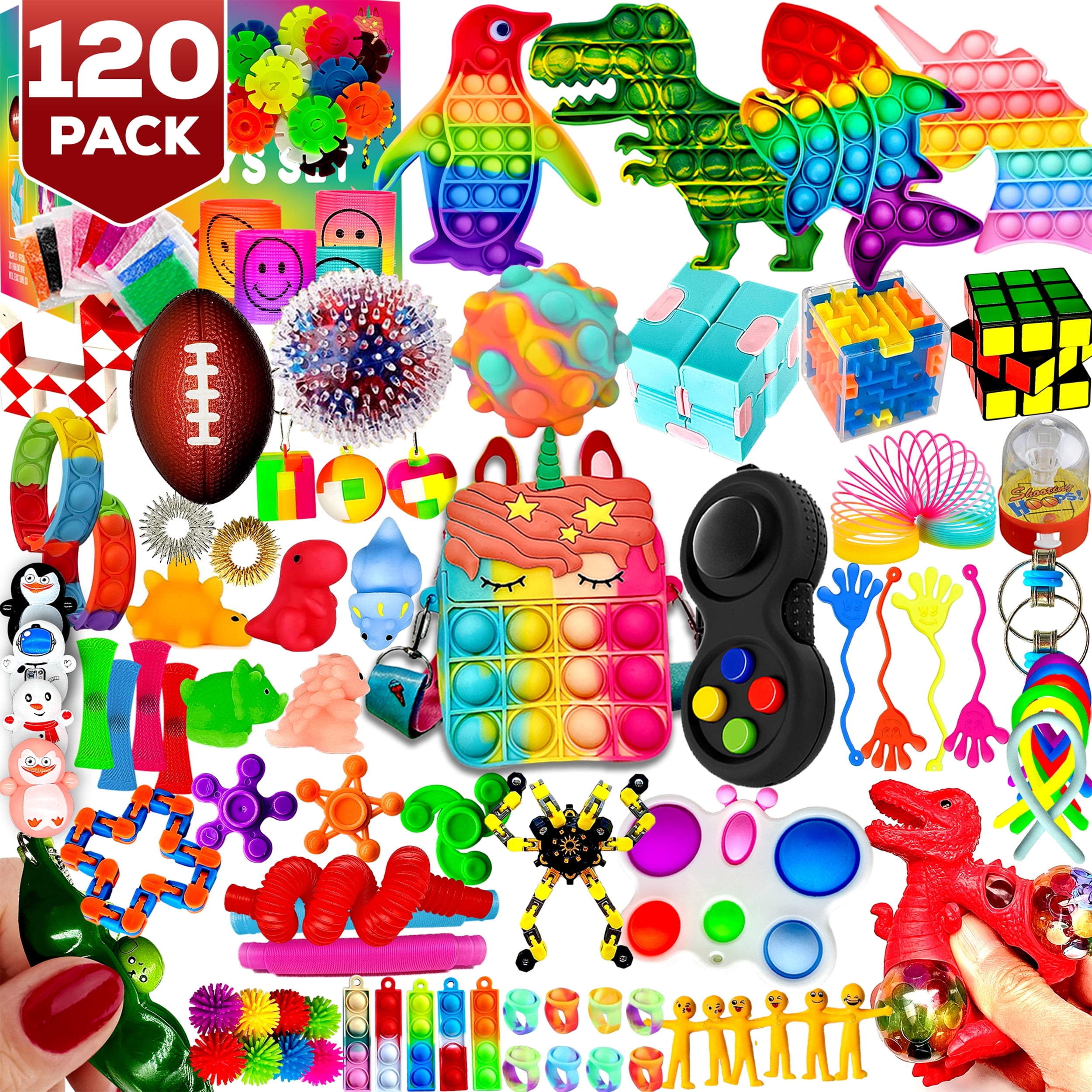 120 Pack Fidget Toys Set, Sensory Party Favors, ADHD Autism Stress Relief, Classroom Prizes  (图1)