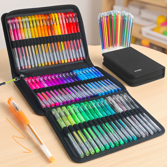 120 Pack Glitter Gel Pens Set, 60 Colors with 60 Refills, Fine Tip Pens for Adult Coloring Books, Journaling and Scrapbooking