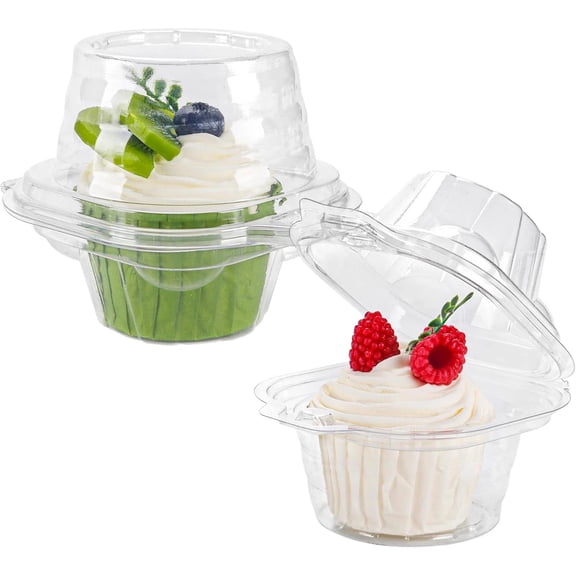 120 Pack Individual Cupcake Containers Plastic Cupcake Boxes Cupcake Holders Sta