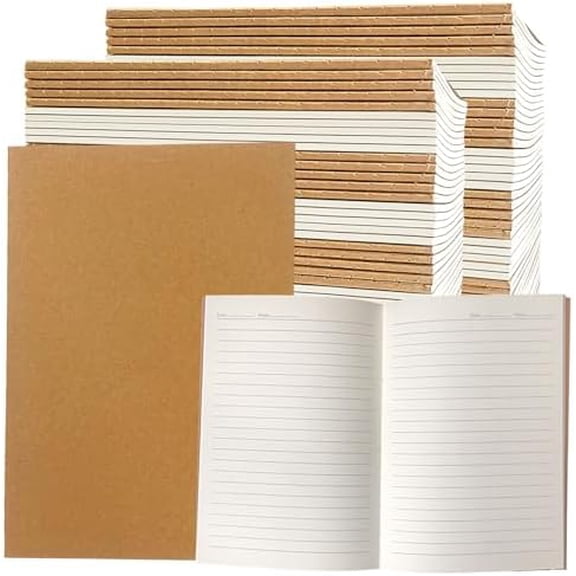 120 Pack Kraft Paper Notebook Journals A5 Journal Softcover Ruled Lined Journals Notebooks Bulk for Adult Students Writing Sketch Travel Journal School Office Supplies$$Office
