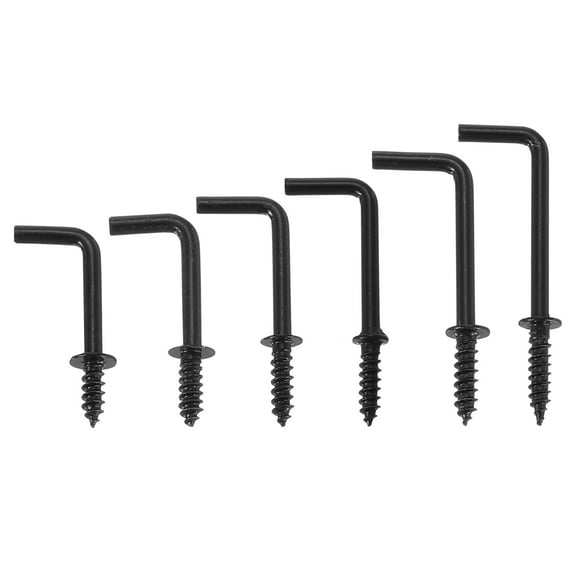 120 Pack L Shape Hooks, Right Angle Screw Hooks for Hanging, Black