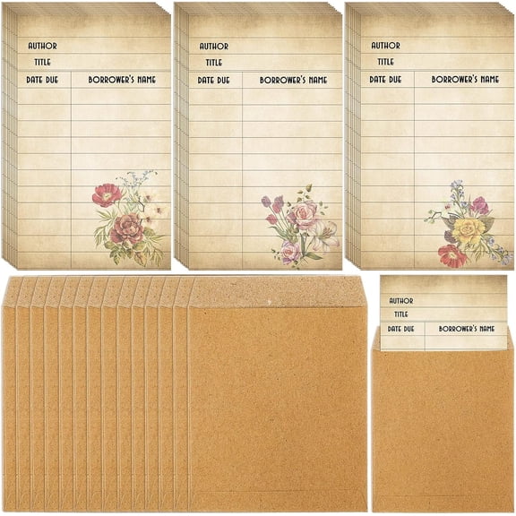 120 Pack Library Card Pockets Library Checkout Index Cards,