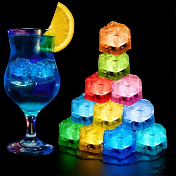120 Pack Light Up Ice Cubes for Drinks, Color Changing Led Ice Cubes, IP67 Waterproof Reusable Glowing Flashing Cube for Club Bar Wedding Swimming Pool Party Décor