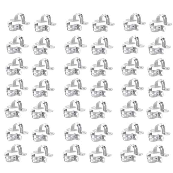 120 Pack M25 (1 Inch) Stainless Steel Rigid Pipe Strap with 2 Holes Cable U Bracket Clamp Hanger