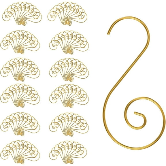 120 Pack Metal Gold Ornament Hooks for Hanging Christmas Tree Decorations,Swirl Hook Hanger