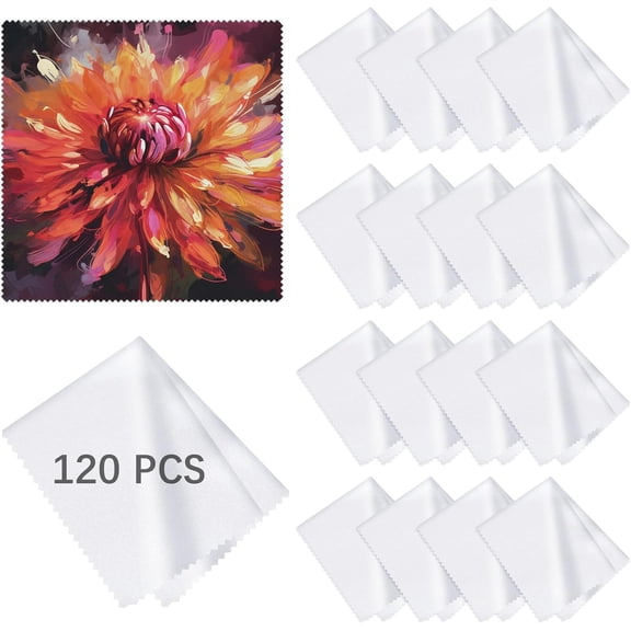 120 Pack Microfiber Cleaning Cloth for Glasses (5.5"x5.5"), Sublimation Eye Glasses Clean Cloths White Microfiber Lens Cleaner Cloths for Eyeglasses, Lenses, Silverware, Camera, Phones and Laptops