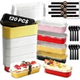 thumbnail image 1 of 120 Pack Mini Loaf Pans with Lids and Spoons, 4-Color Assorted Aluminum Foil Baking Cake Tins (Black, Pink, Red, Yellow) - 6.8oz Disposable Mini Cake Pans for Baking, Gifting & Parties, 1 of 4