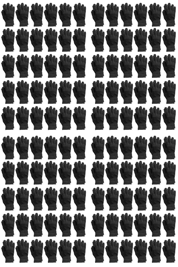 120 Pack Of SOCKS'NBULK Wholesale Beanies Or Gloves, Bulk Thermal Winter Hat Or Glove (Black Golves)
