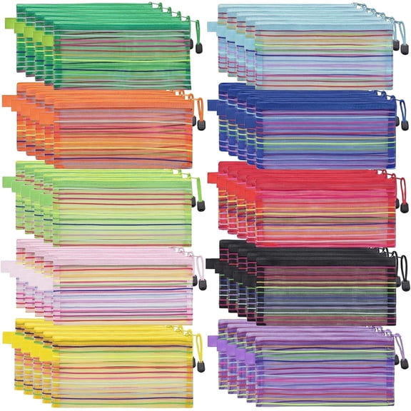 120 Pack Pencil Pouch Vibrant Striped with Smooth Zipper, Durable Large Capacity Pencil Case, Multi-Purpose Storage Bags for Office Supplies Travel Daily Organizing