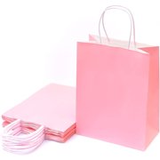 120 Pack Pink Gift Bags 10.5x8x4.25 In Bulk Medium Kraft Paper Bags with Handle, for Shopping Bag, Party Favor Bags, Treat Bags, Goodie Bag, Business Tchotchkes & More