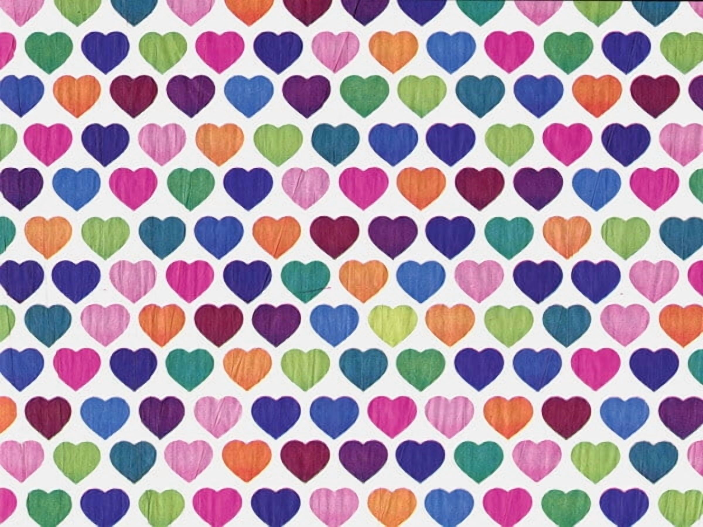 120 Pack, Rainbow Hearts Tissue Paper 20 x 30", Sheet Pack for DIY, Gift Wrapping, Birthday Parties and Events, Made In USA