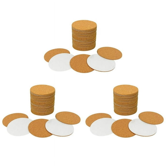 120 Pack Self-Adhesive Cork Round 3.5 Inch Backing Sheets Cork Coasters for DIY Crafts-Bottom Protection