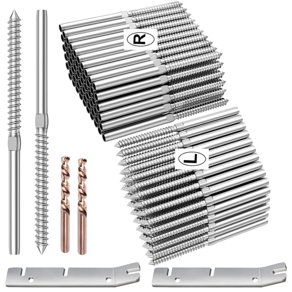 120 Pack T316 Stainless Steel Right&Left Handed Thread Swage Lag Screws for Wood Posts of 1/8" Deck Cable Railing Kit, 1/8" Wire Railing Kit for Decks with Wrench, DIY Wood Baluster
