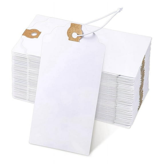 120 Pack Tags with Elastic String Marking Hang Tags with String Attached Reinforced Hole Writable Tags 4.76x2.36Inch