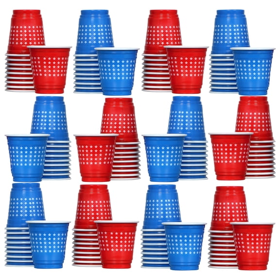 120 Pack USA Patriotic Star Plastic 2oz Shot Cups  Red White & Blue Mini Party Cups w/Stars  4th of July, Memorial Day, Labor Day, BBQs, Tailgates, & American-Themed Celebrations