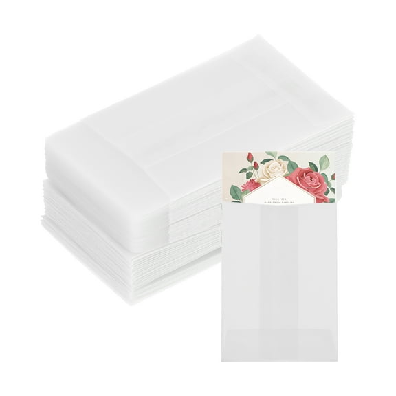 120 Pack Vellum Paper, 1.6x2 Inch Vellum Jackets Pre-Folded Vellum Envelopes Transparent 53GSM