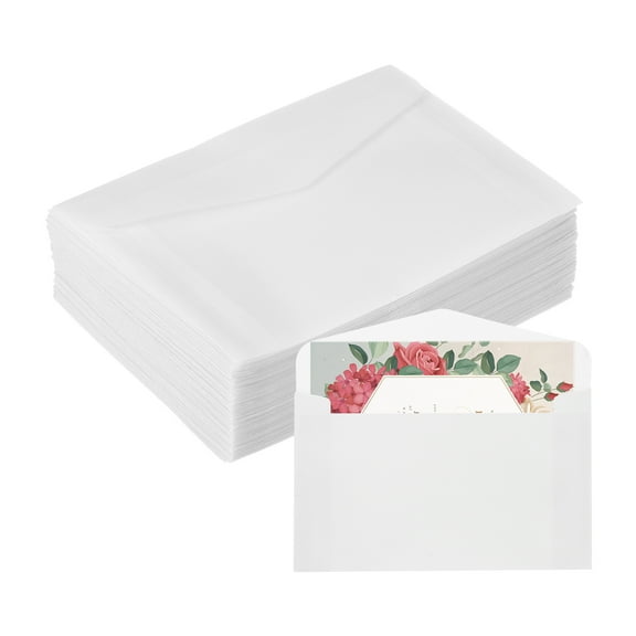120 Pack Vellum Paper, 3.2x4 Inch Vellum Jackets Pre-Folded Vellum Envelopes Transparent 53GSM