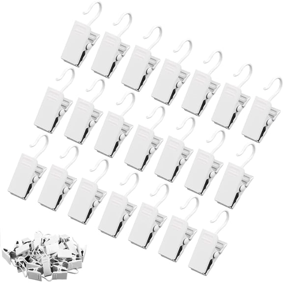 120 Pack White Clip Hook Set Curtain Clips for Curtain Picture Home Decoration Art Craft Dispaly Hang Light Clip (White)