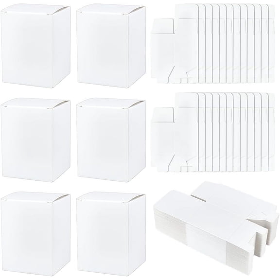 120 Pack White Kraft Gift Boxes 3.1x2.3x2.3 inch Packing Cardboard Box Square Favour Present Box