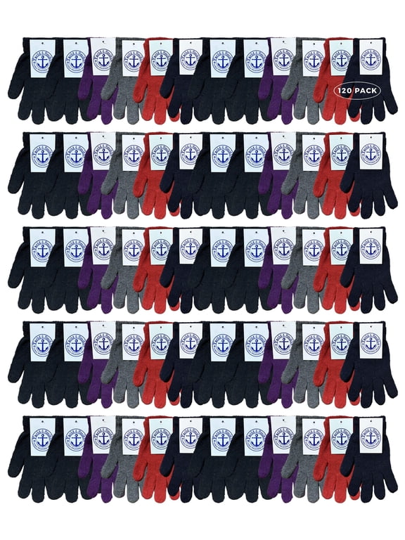 120 Pack of SOCKS'NBULK Wholesale Beanies Or Gloves, Bulk Thermal Winter Hat Or Glove (Assorted Solid Gloves)