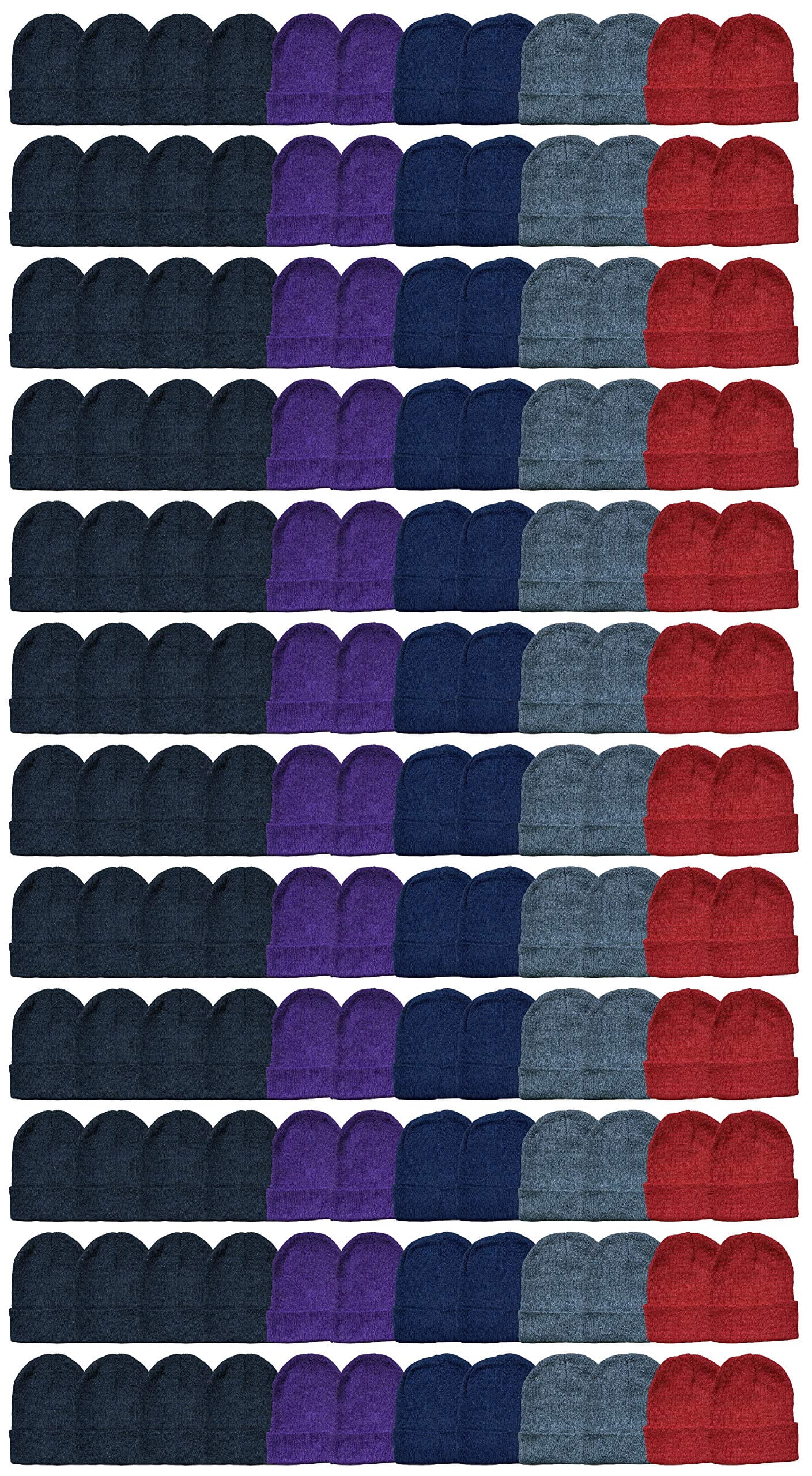120 Pack of Yacht & Smith Wholesale Beanies, Bulk Thermal Winter Hat (Assorted Solid Beanies)