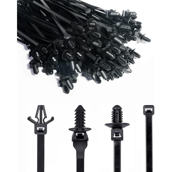 120 Packs Car Mount Wire Tie, Nylon Push Mount Cable Zip Tie Strap Self-Locking Tie,Fastener Cable Clips for Sorting Out Cable and Wire Clearly, Household Construction Electronic Auto Industry